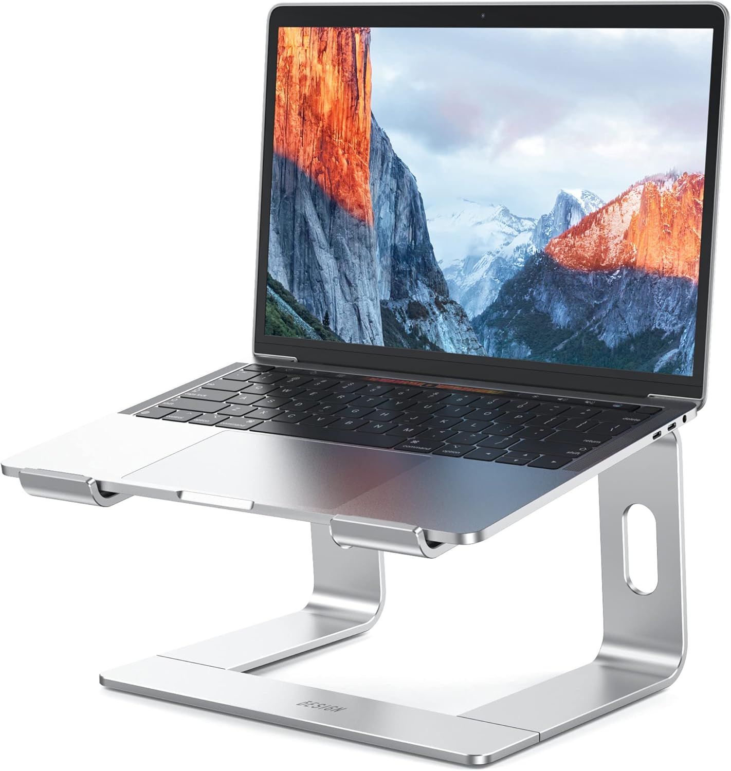 LS03 Aluminum Laptop Stand, Ergonomic Detachable Computer Stand, Riser Holder Notebook Stand Compatible with Air, Pro, Dell, HP, Lenovo More 10-15.6" Laptops, Black