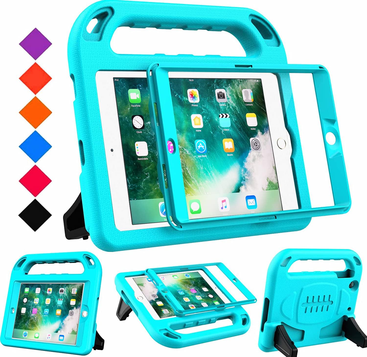 Case for Ipad Mini 1 2 3, Ipad Mini 1/2/3 Case for Kids - Built-In Screen Protector, Shockproof Lightweight Hard Cover Handle Stand Kids Case