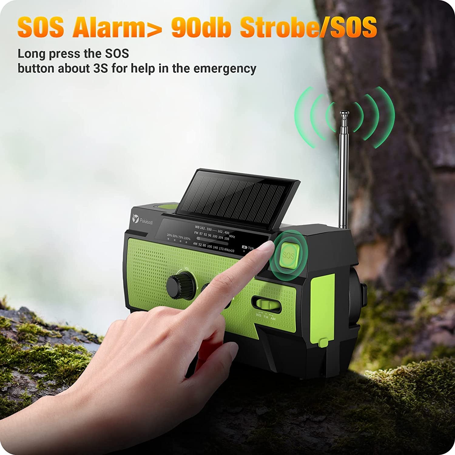 Emergency-Radio, 4000Mah Weather Radios with Hand Crank & Solar Charging, Portable 3 Gear LED Flashlight, Sos Alarm, Am/Fm/Noaa, Motion Sensor Reading Lamp