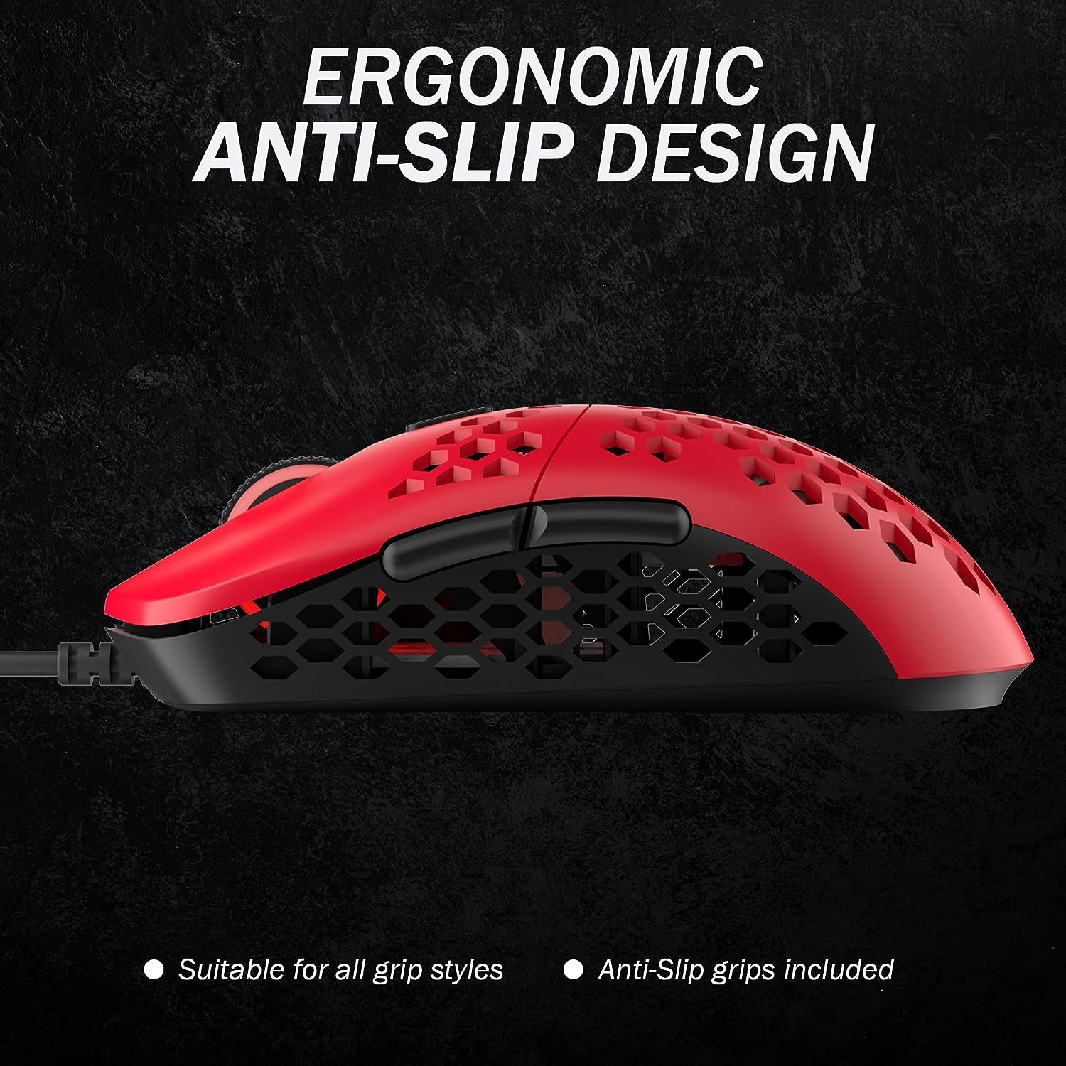 Mira M Ultra Lightweight RGB Gaming Mouse | Honeycomb Shell | 63 Grams | Max 12000 Cpi | USB Wired | 6 Programmable Buttons | On-Board Memory | anti Slip Grips
