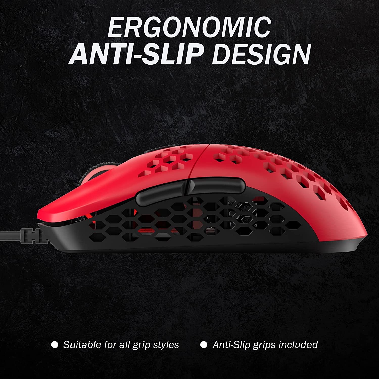 Mira M Ultra Lightweight RGB Gaming Mouse | Honeycomb Shell | 63 Grams | Max 12000 Cpi | USB Wired | 6 Programmable Buttons | On-Board Memory | anti Slip Grips