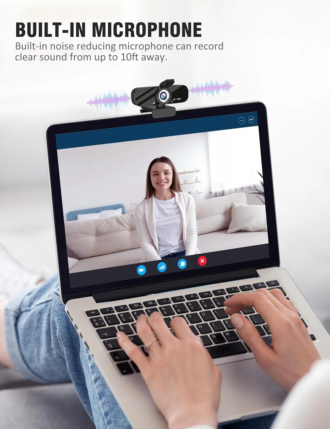 Full HD 1080P Webcam with Privacy Shutter and Tripod, Pro Streaming Web Camera with Microphone