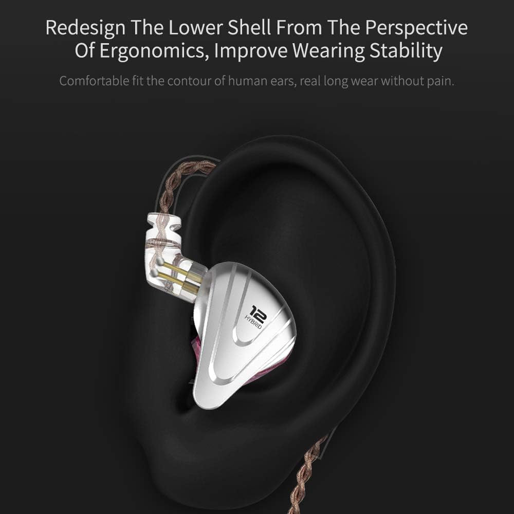 KZ ZSX 5BA+1DD 6 Driver Hybrid In-Ear Hifi Earphones with Zinc Alloy Faceplate, Recessed 2 Pin Detachable Cable for Audiophile Musician 