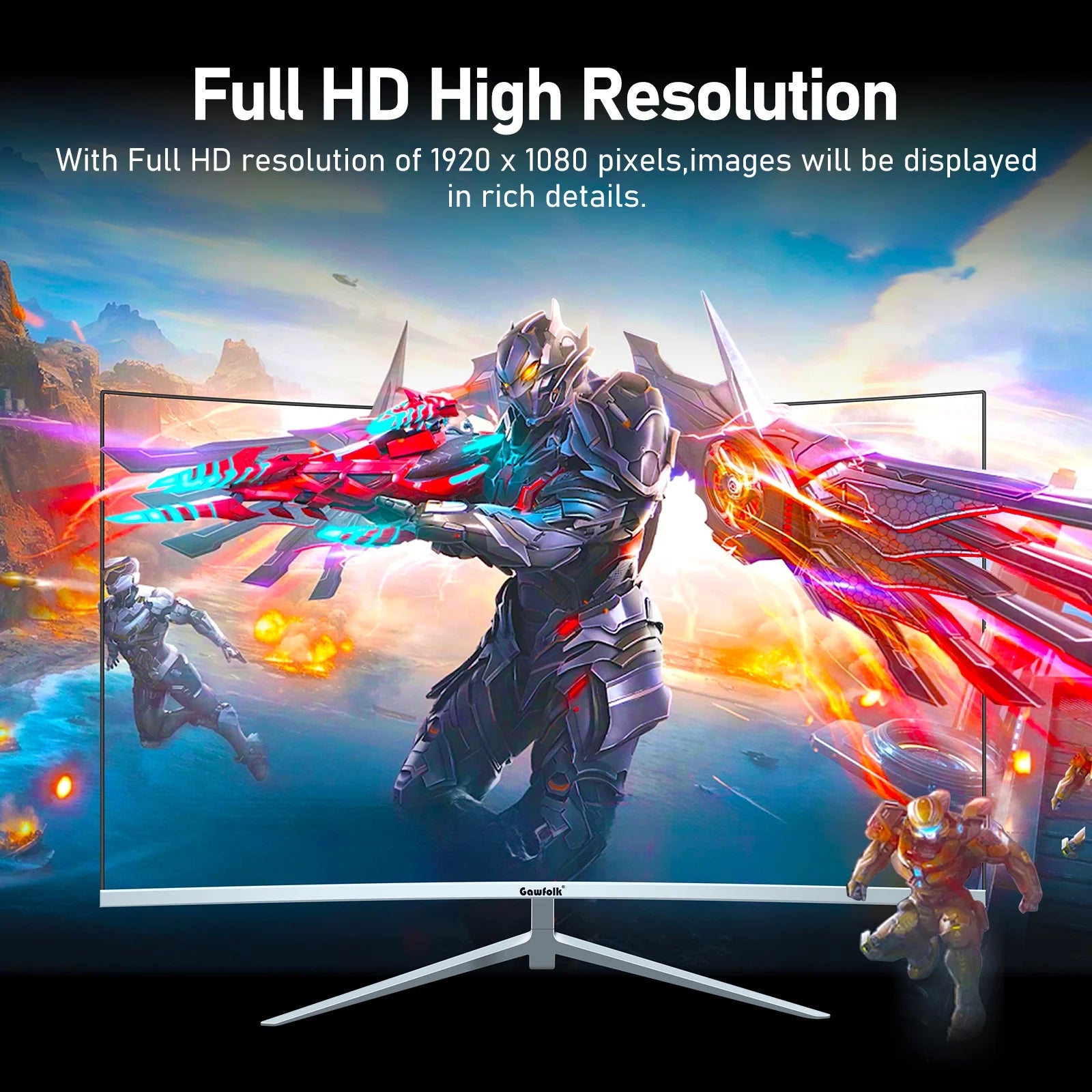27 or 34 Inch Curved Monitor 100-165Hz, PC White Computer Gaming Monitor FHD 1080-3440P, 1800R, Frameless, Built-In Speakers