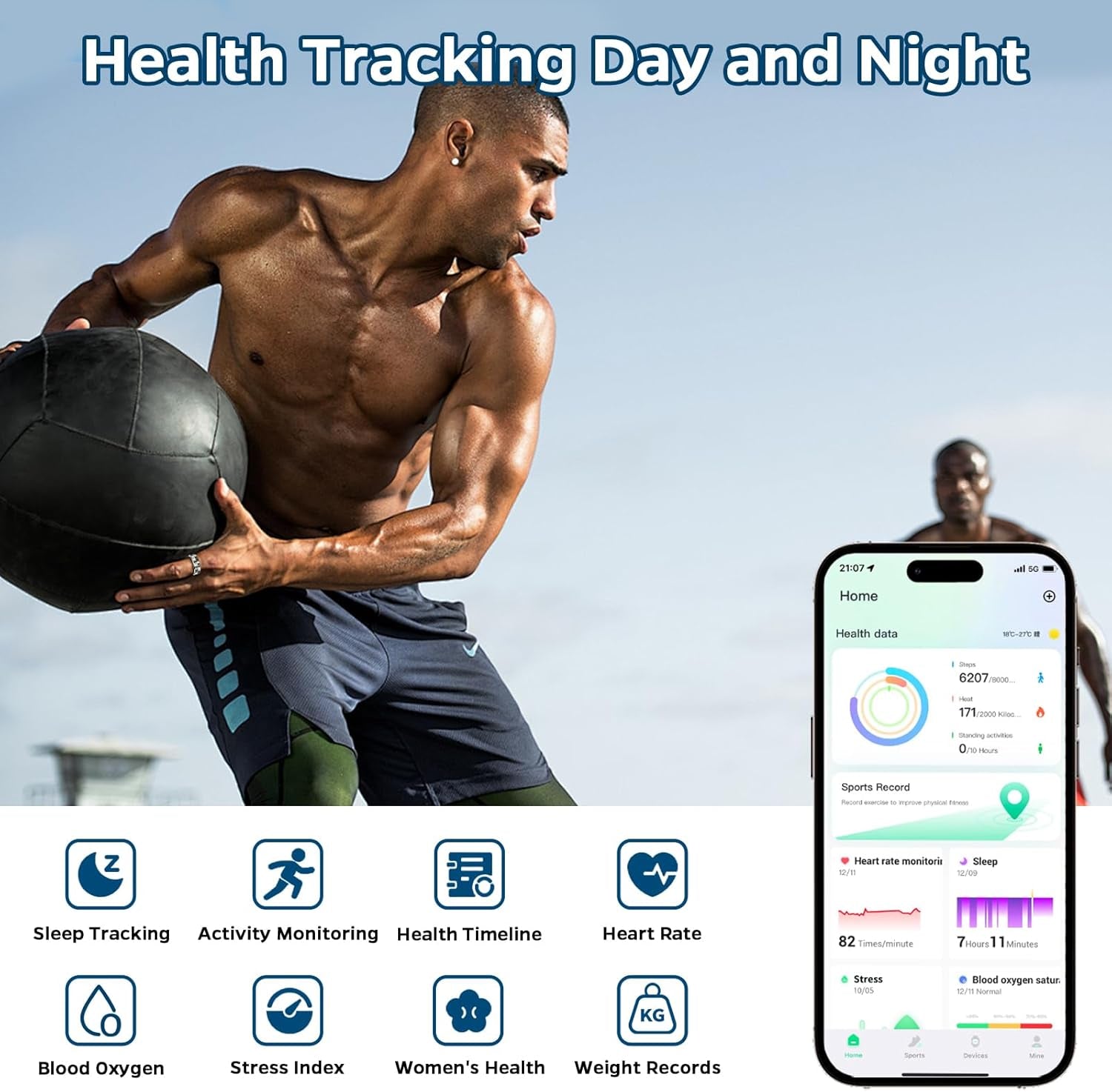 Smart Ring – Health & Sleep Tracker, Heart Rate, Activity Monitor, Air Gestures, Waterproof, 7-Day Battery, iOS/Android