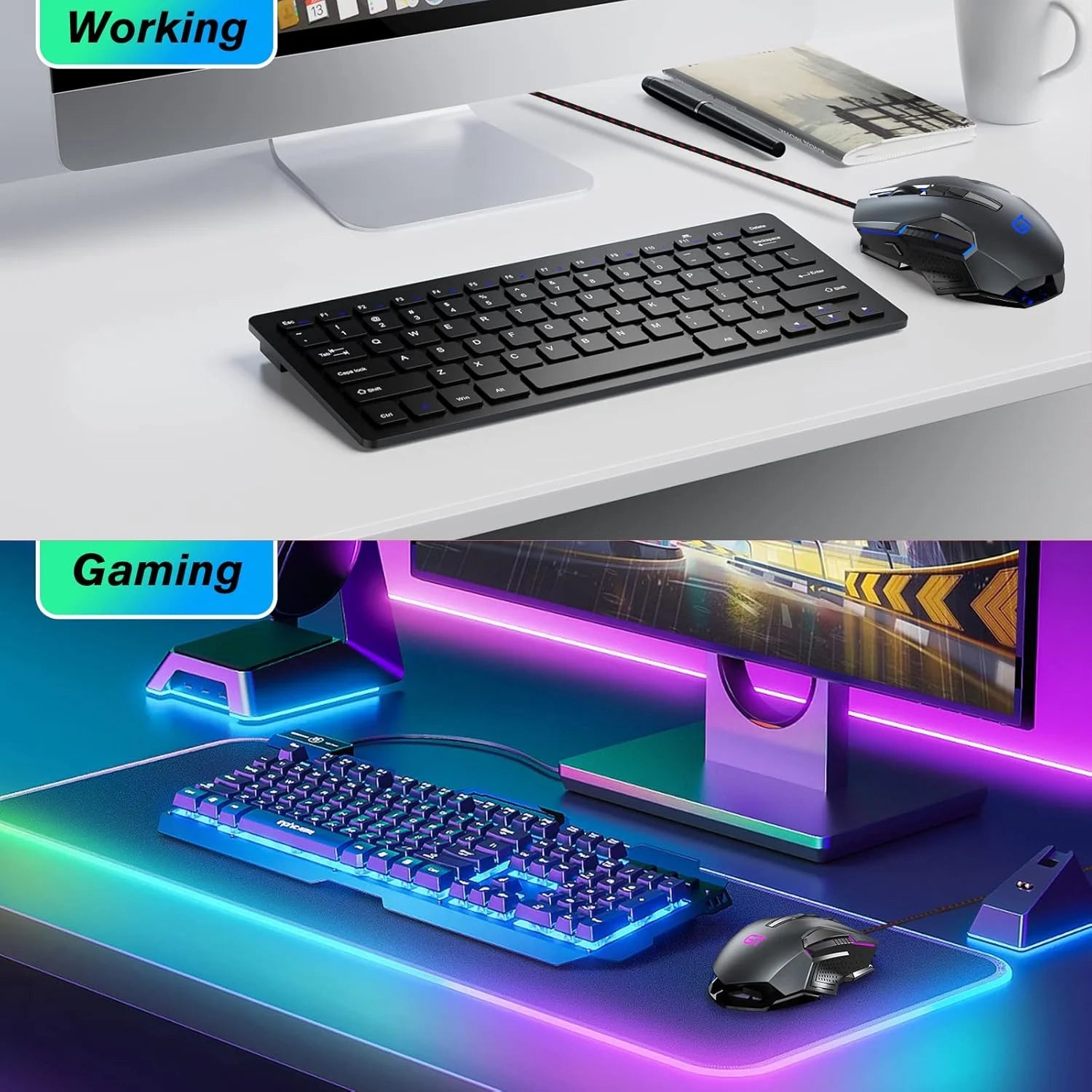  Wired Gaming Mouse, RGB Gaming Mouse, 4 Color Backlight, Ergonomic Wired Mouse