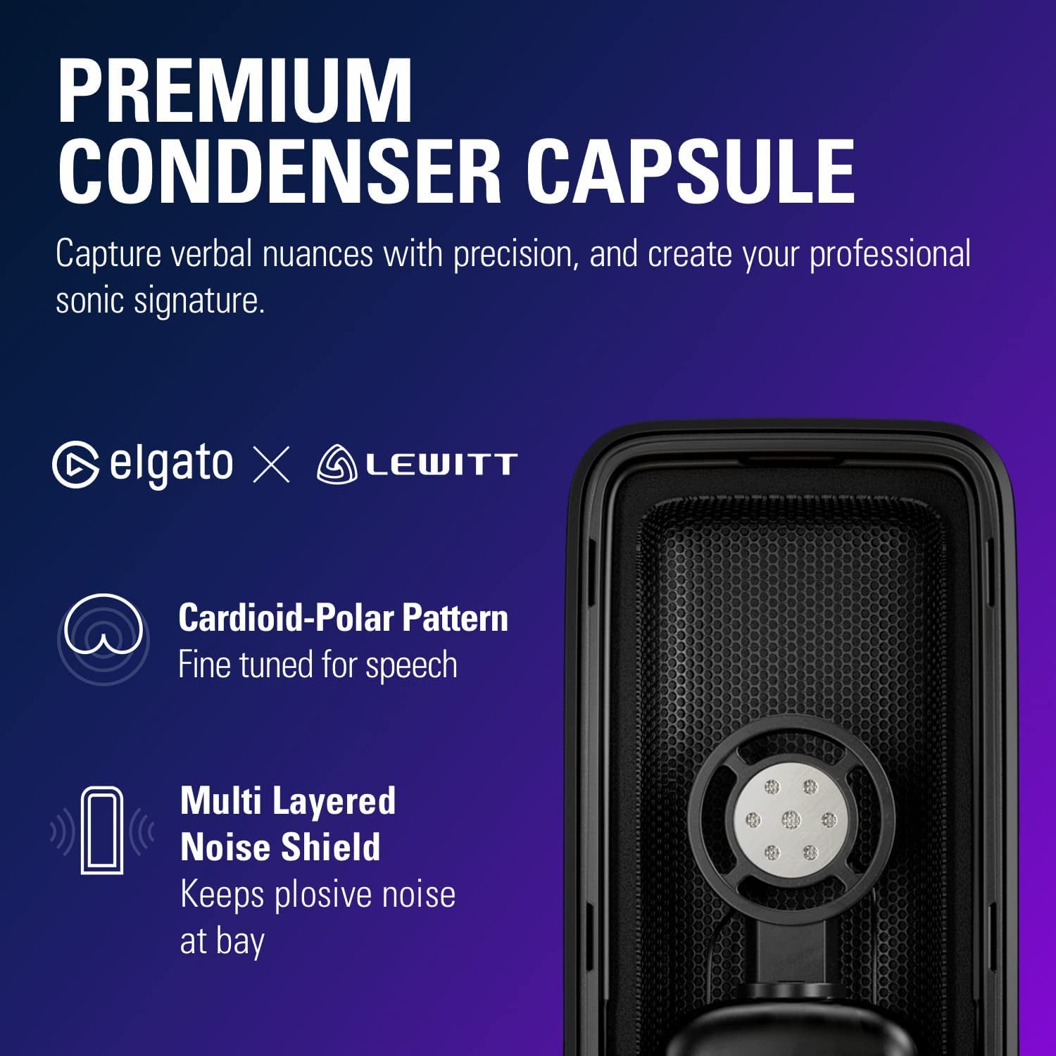 Wave:3 - Premium Studio Quality USB Condenser Microphone for Streaming, Podcast, Gaming and Home Office, Free Mixer Software, Sound Effect Plugins, Anti-Distortion, Plug ’N Play, PC
