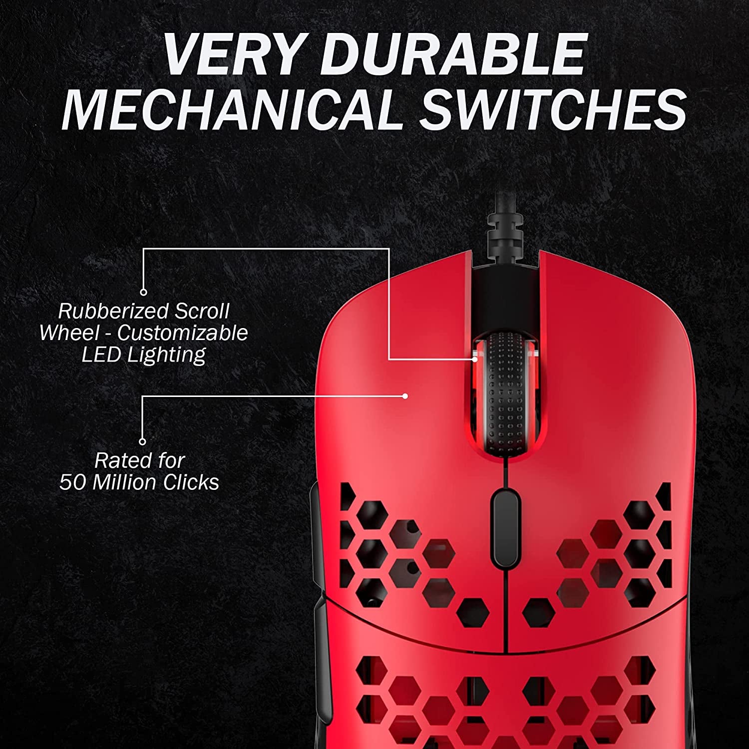 Mira M Ultra Lightweight RGB Gaming Mouse | Honeycomb Shell | 63 Grams | Max 12000 Cpi | USB Wired | 6 Programmable Buttons | On-Board Memory | anti Slip Grips
