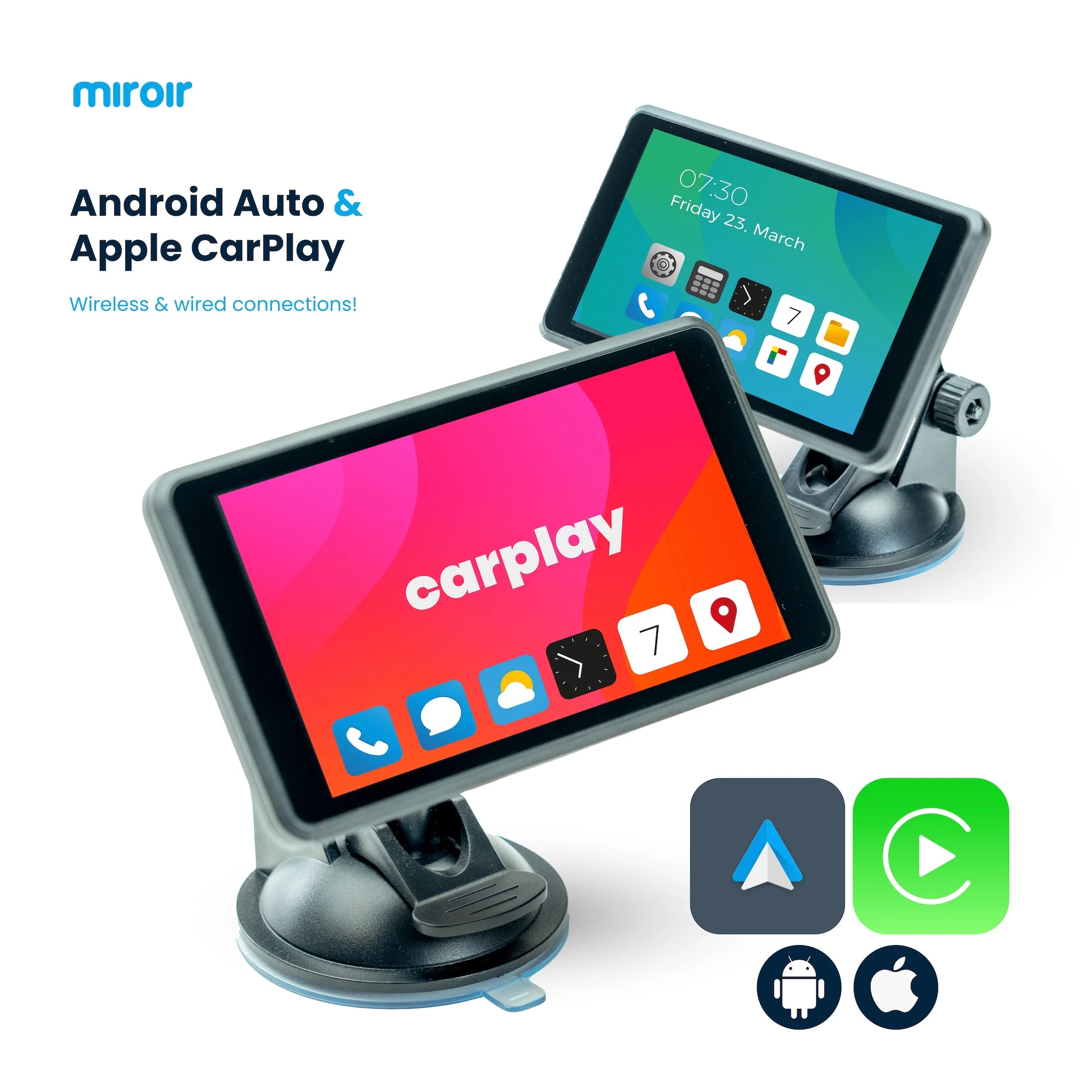 5" Portable Car In-Dash Unit with Wireless Carplay & Android Auto