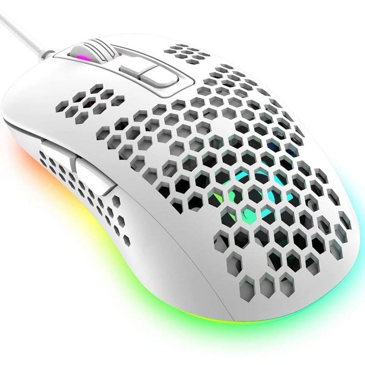 Mini Ultralight Wired Gaming Mouse, RGB Backlit,4 Levels Adjustable, Lightweight Honeycomb Shell Mice for PC Gamers, Xbox, Ps5 & Ps4