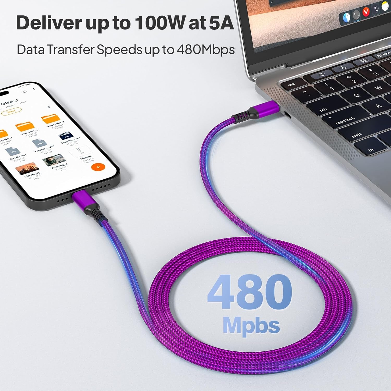 USB C Charging Cable 3.3/6.6/10FT 3Pack, 100W 
