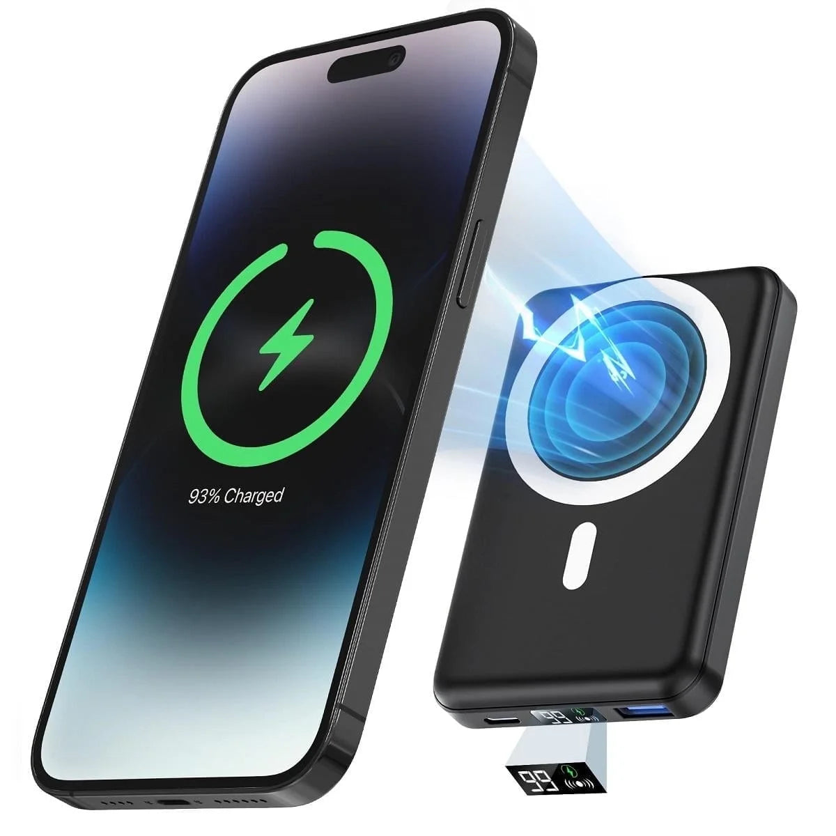 Wireless Portable Charger, 10000Mah Magnetic Power Bank LED Display 22.5W PD Fast Charging Battery Pack for Iphone 16/15/14/13/12/Mini/Pro/Pro Max