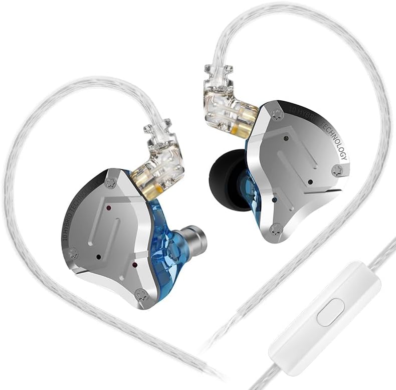 KZ ZS10 Pro in Ear Monitor, IEM Earbuds Headphone, Gaming Earbuds with 4BA and 1DD Drivers, KZ Hifi IEM Earphone Upgraded ZS10 with Detachable 0.75Mm 2 Pin 6N OFC Cable (Black No Mic)