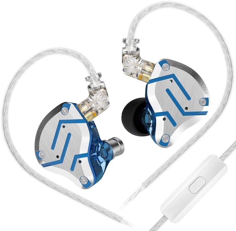 KZ ZS10 Pro in Ear Monitor, IEM Earbuds Headphone, Gaming Earbuds with 4BA and 1DD Drivers, KZ Hifi IEM Earphone Upgraded ZS10 with Detachable 0.75Mm 2 Pin 6N OFC Cable (Black No Mic)