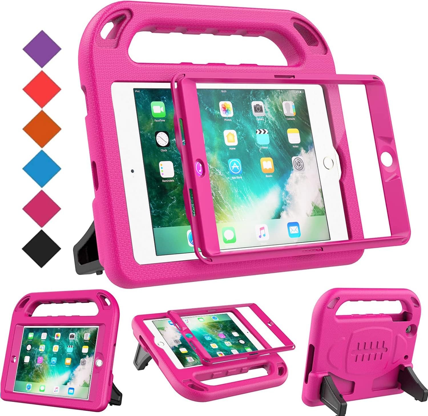 Case for Ipad Mini 1 2 3, Ipad Mini 1/2/3 Case for Kids - Built-In Screen Protector, Shockproof Lightweight Hard Cover Handle Stand Kids Case 