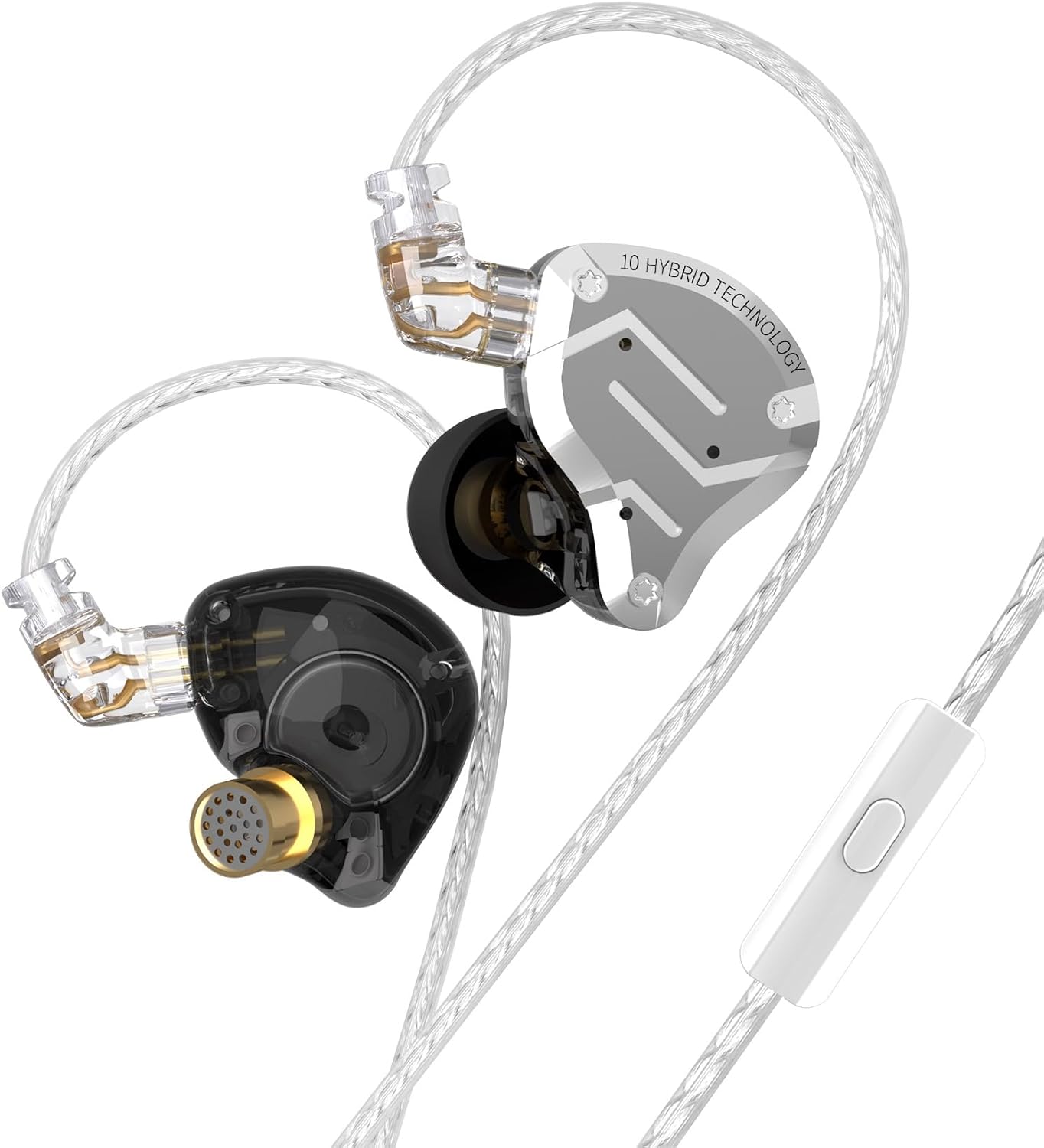 KZ ZS10 Pro in Ear Monitor, IEM Earbuds Headphone, Gaming Earbuds with 4BA and 1DD Drivers, KZ Hifi IEM Earphone Upgraded ZS10 with Detachable 0.75Mm 2 Pin 6N OFC Cable (Black No Mic)