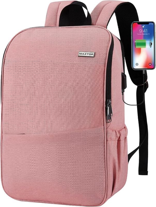 Deep Storage Laptop Backpack with USB Charging Port[Water Resistant] College Computer Bookbag Fits 15 Inch Laptop Black