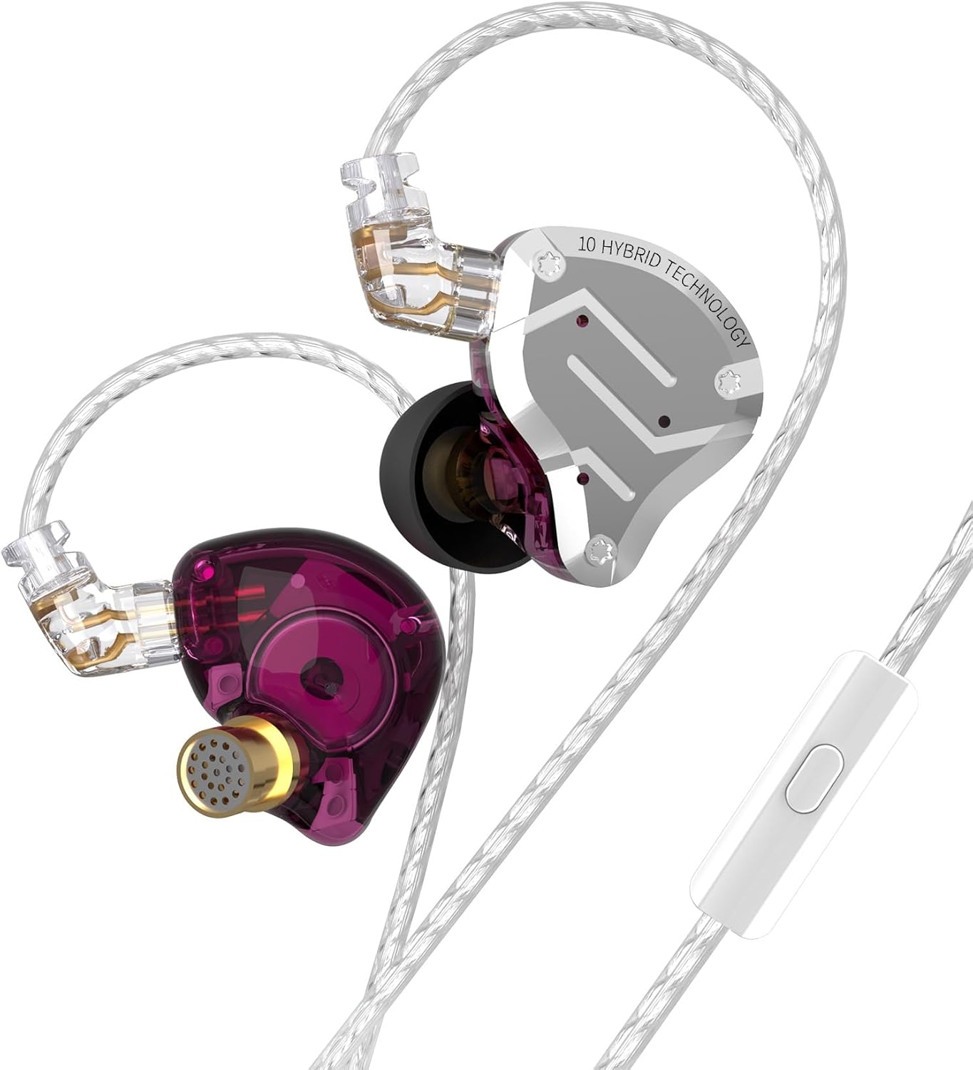 KZ ZS10 Pro in Ear Monitor, IEM Earbuds Headphone, Gaming Earbuds with 4BA and 1DD Drivers, KZ Hifi IEM Earphone Upgraded ZS10 with Detachable 0.75Mm 2 Pin 6N OFC Cable (Black No Mic)