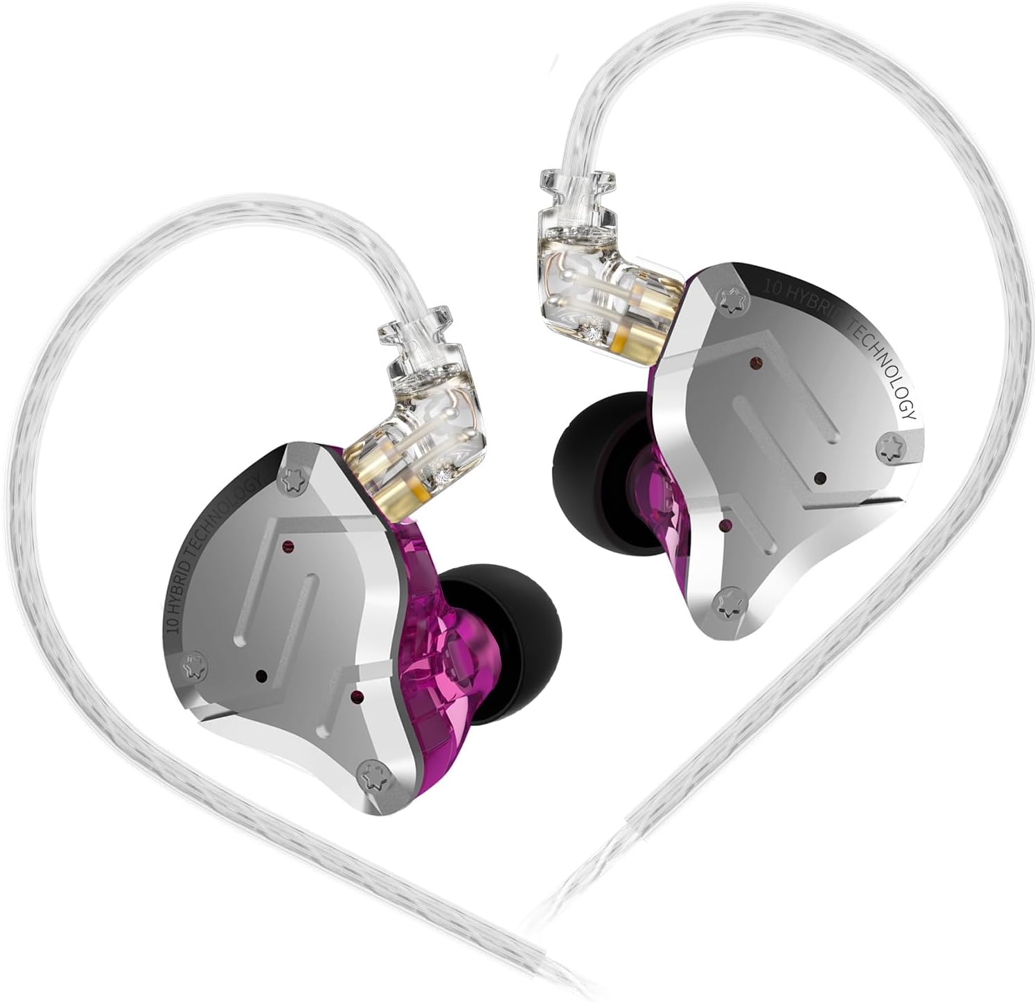 KZ ZS10 Pro in Ear Monitor, IEM Earbuds Headphone, Gaming Earbuds with 4BA and 1DD Drivers, KZ Hifi IEM Earphone Upgraded ZS10 with Detachable 0.75Mm 2 Pin 6N OFC Cable (Black No Mic)