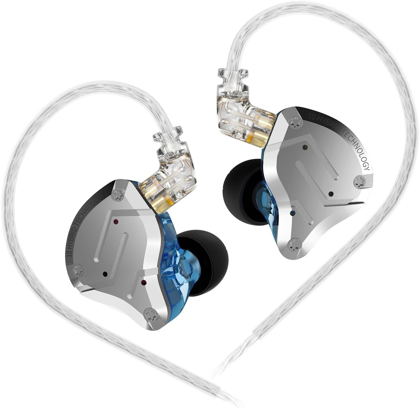 KZ ZS10 Pro in Ear Monitor, IEM Earbuds Headphone, Gaming Earbuds with 4BA and 1DD Drivers, KZ Hifi IEM Earphone Upgraded ZS10 with Detachable 0.75Mm 2 Pin 6N OFC Cable (Black No Mic)