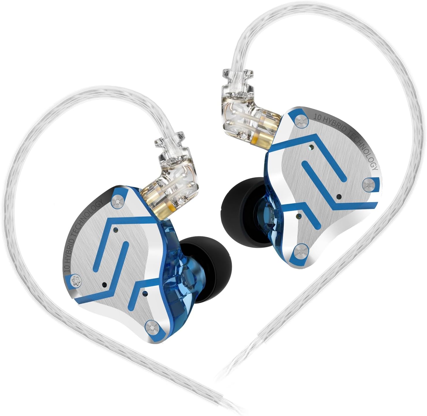 KZ ZS10 Pro in Ear Monitor, IEM Earbuds Headphone, Gaming Earbuds with 4BA and 1DD Drivers, KZ Hifi IEM Earphone Upgraded ZS10 with Detachable 0.75Mm 2 Pin 6N OFC Cable (Black No Mic)