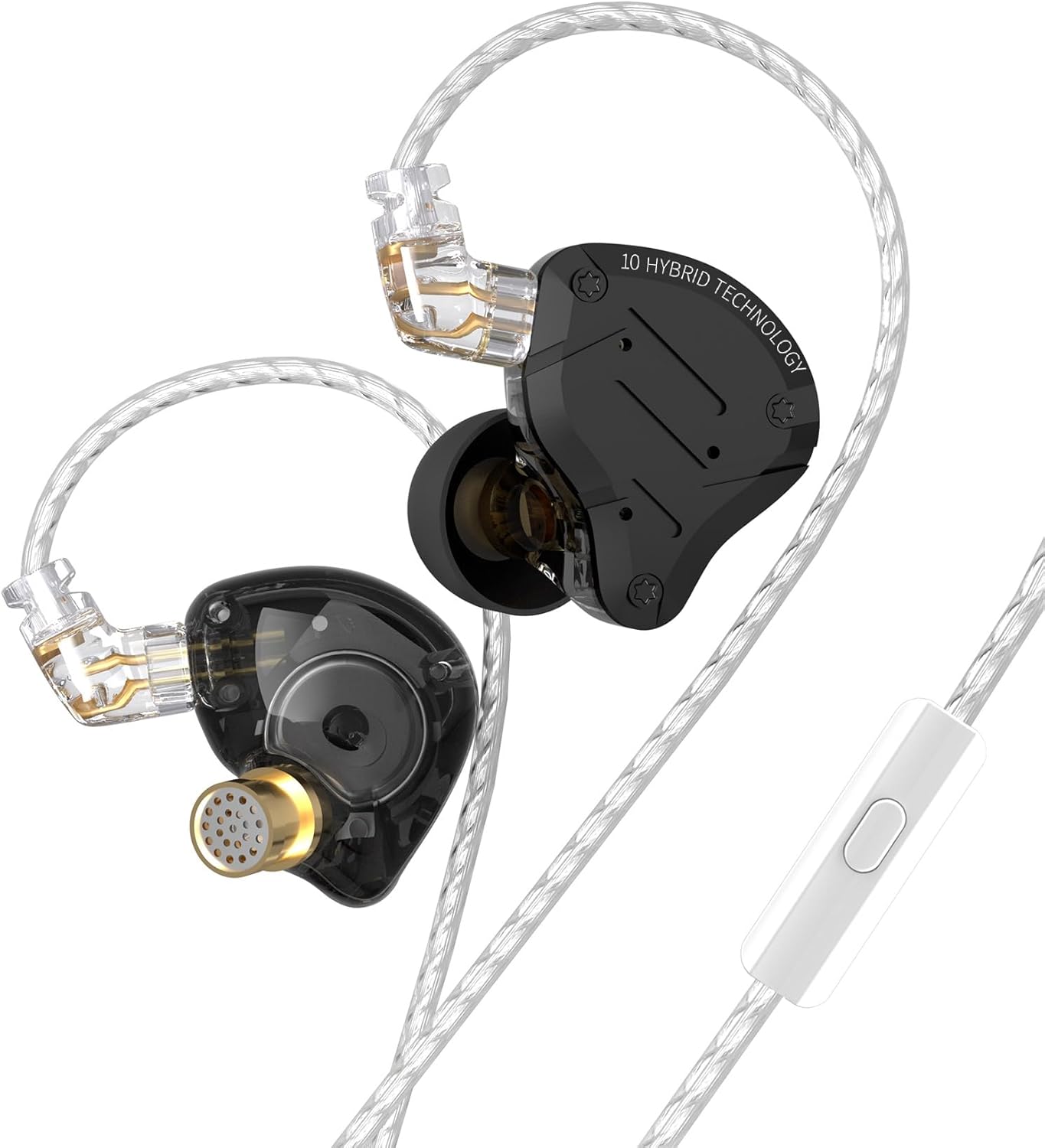 KZ ZS10 Pro in Ear Monitor, IEM Earbuds Headphone, Gaming Earbuds with 4BA and 1DD Drivers, KZ Hifi IEM Earphone Upgraded ZS10 with Detachable 0.75Mm 2 Pin 6N OFC Cable (Black No Mic)