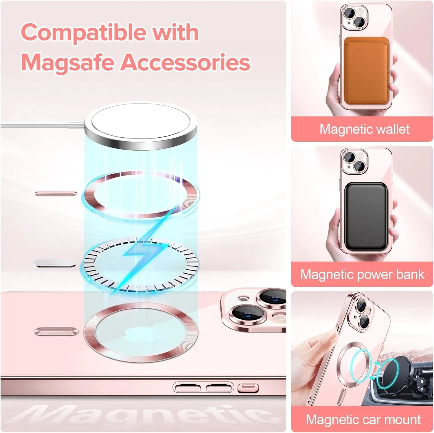Transparent Phone Case for Apple Iphone 15 Clear Magnetic Case, [Yellow Resistant] Slim Fit Shockproof Transparent Crystal Clear Magnetic Case