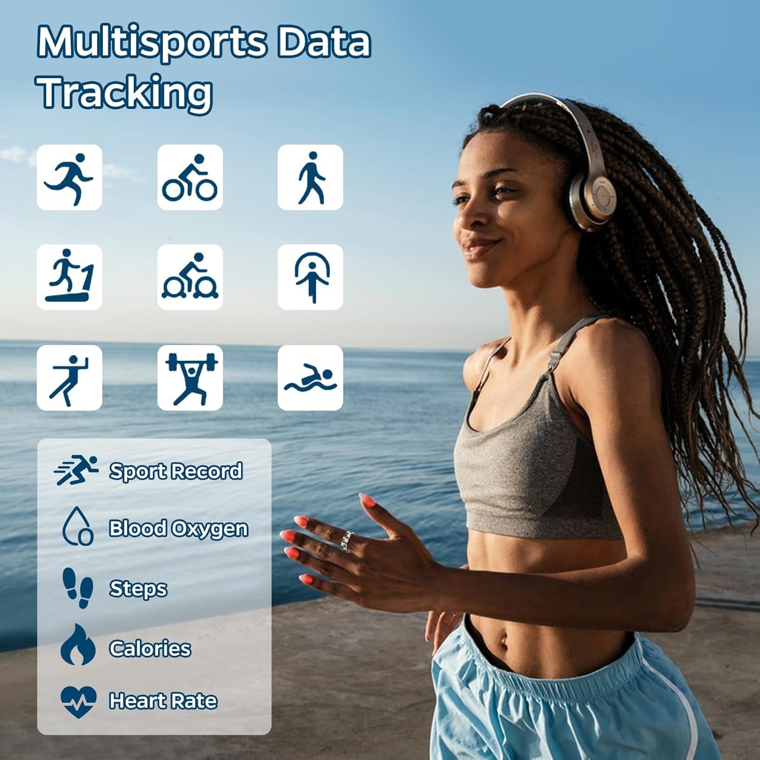 Smart Ring – Health & Sleep Tracker, Heart Rate, Activity Monitor, Air Gestures, Waterproof, 7-Day Battery, iOS/Android