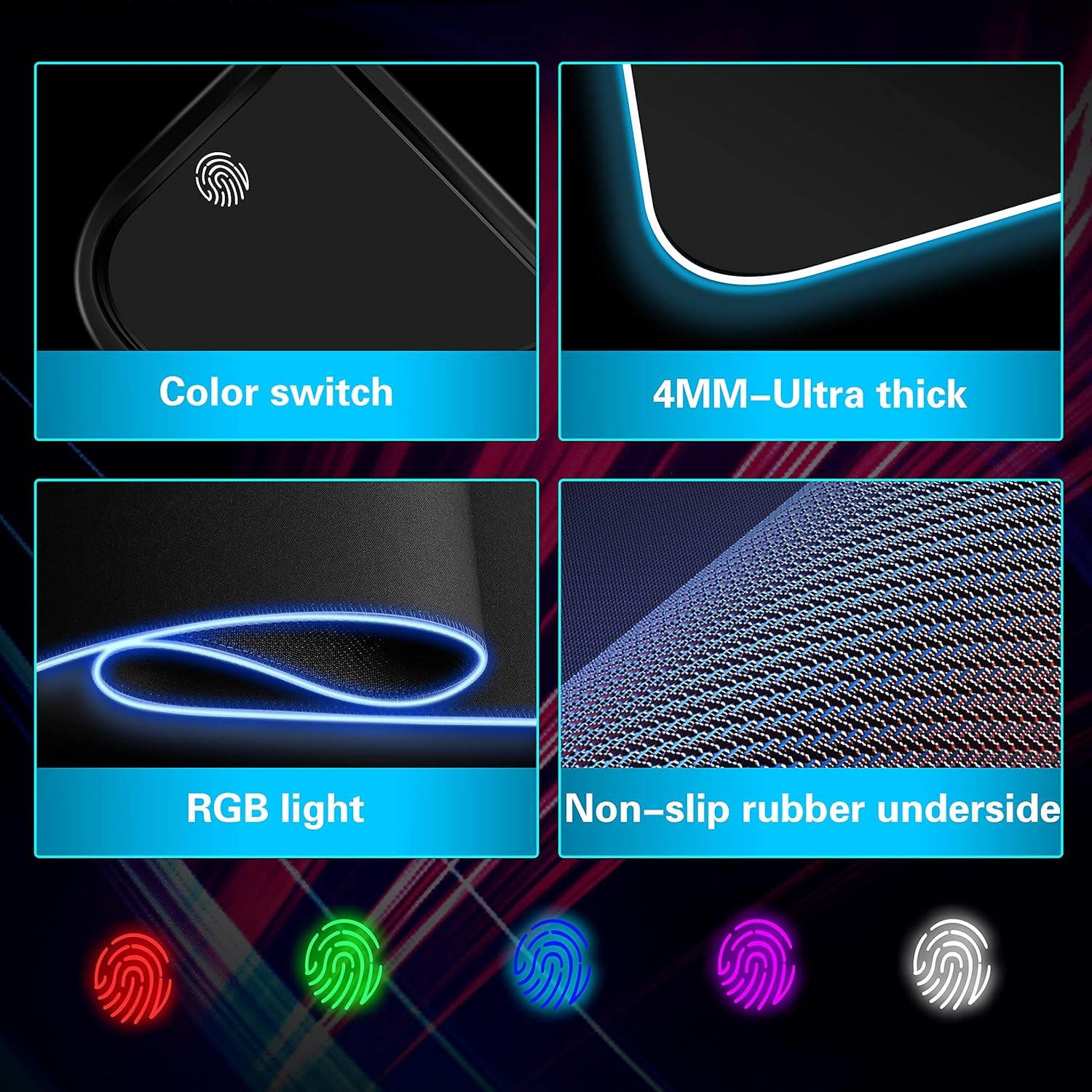 RGB Gaming Mouse Pad with Wireless Charging, 15W Fast Charging, 10 Lighting Modes