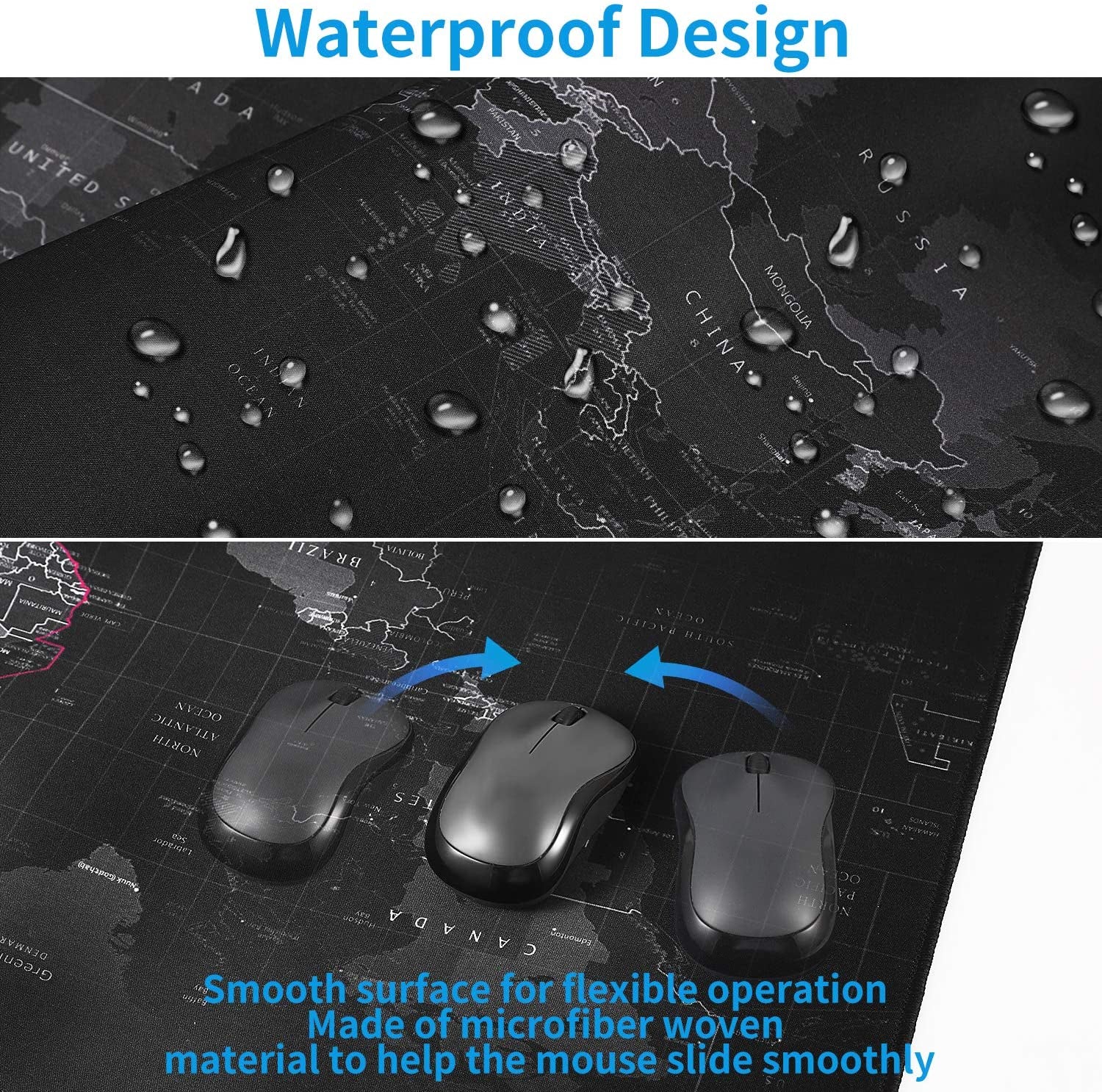 Large Gaming Mouse Map Pad 800×300×2MM (31.50X11.81X0.08 Inch),With Non-Slip Base, Waterproof and Foldable Pad, Desktop Pad Suitable for Gamers, Suitable for Desktop, Office and Home