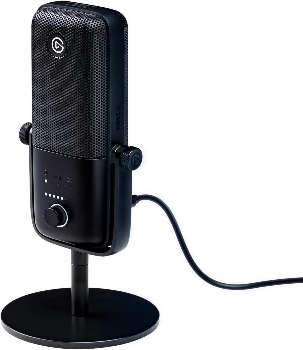 Wave:3 - Premium Studio Quality USB Condenser Microphone for Streaming, Podcast, Gaming and Home Office, Free Mixer Software, Sound Effect Plugins, Anti-Distortion, Plug ’N Play, PC