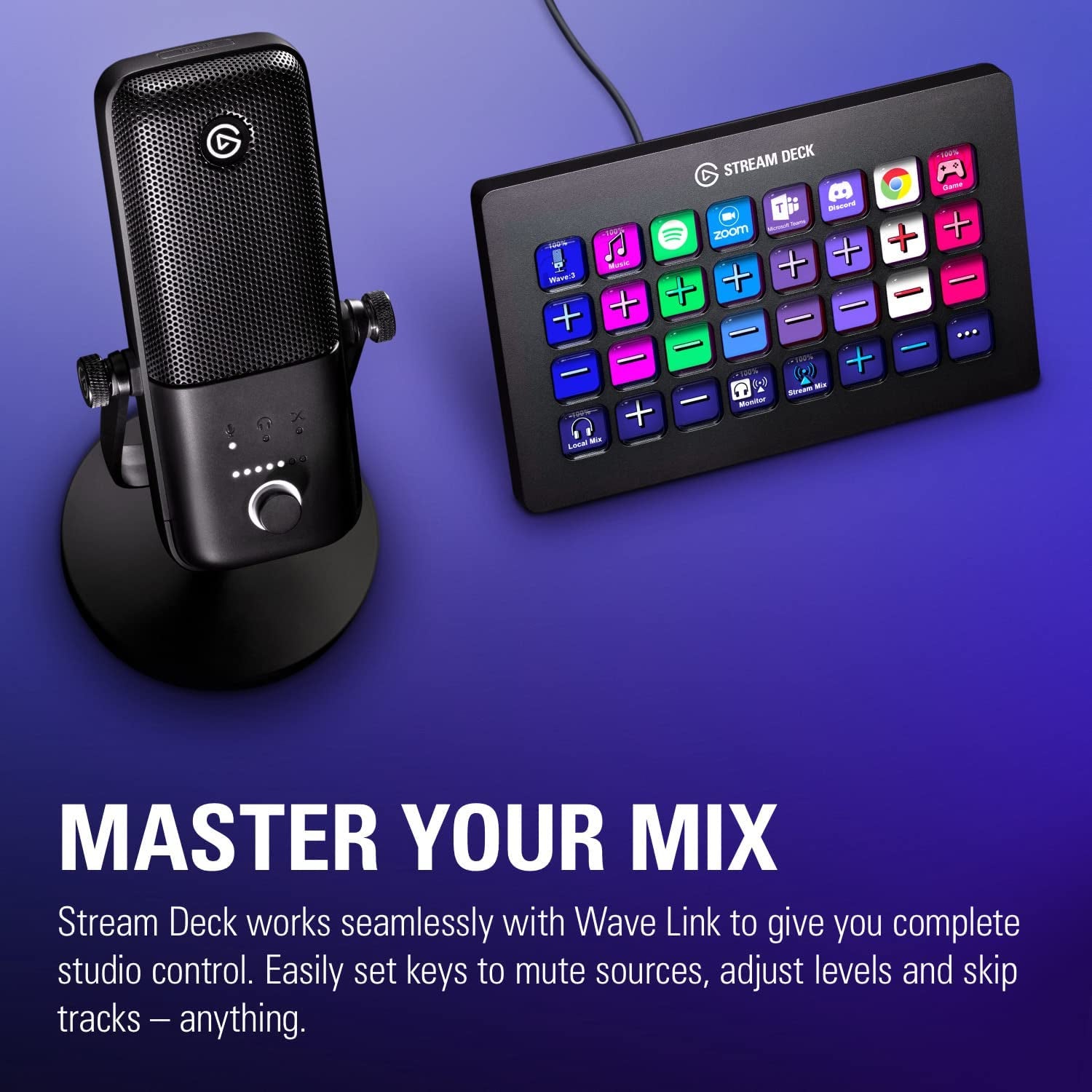 Wave:3 - Premium Studio Quality USB Condenser Microphone for Streaming, Podcast, Gaming and Home Office, Free Mixer Software, Sound Effect Plugins, Anti-Distortion, Plug ’N Play, PC