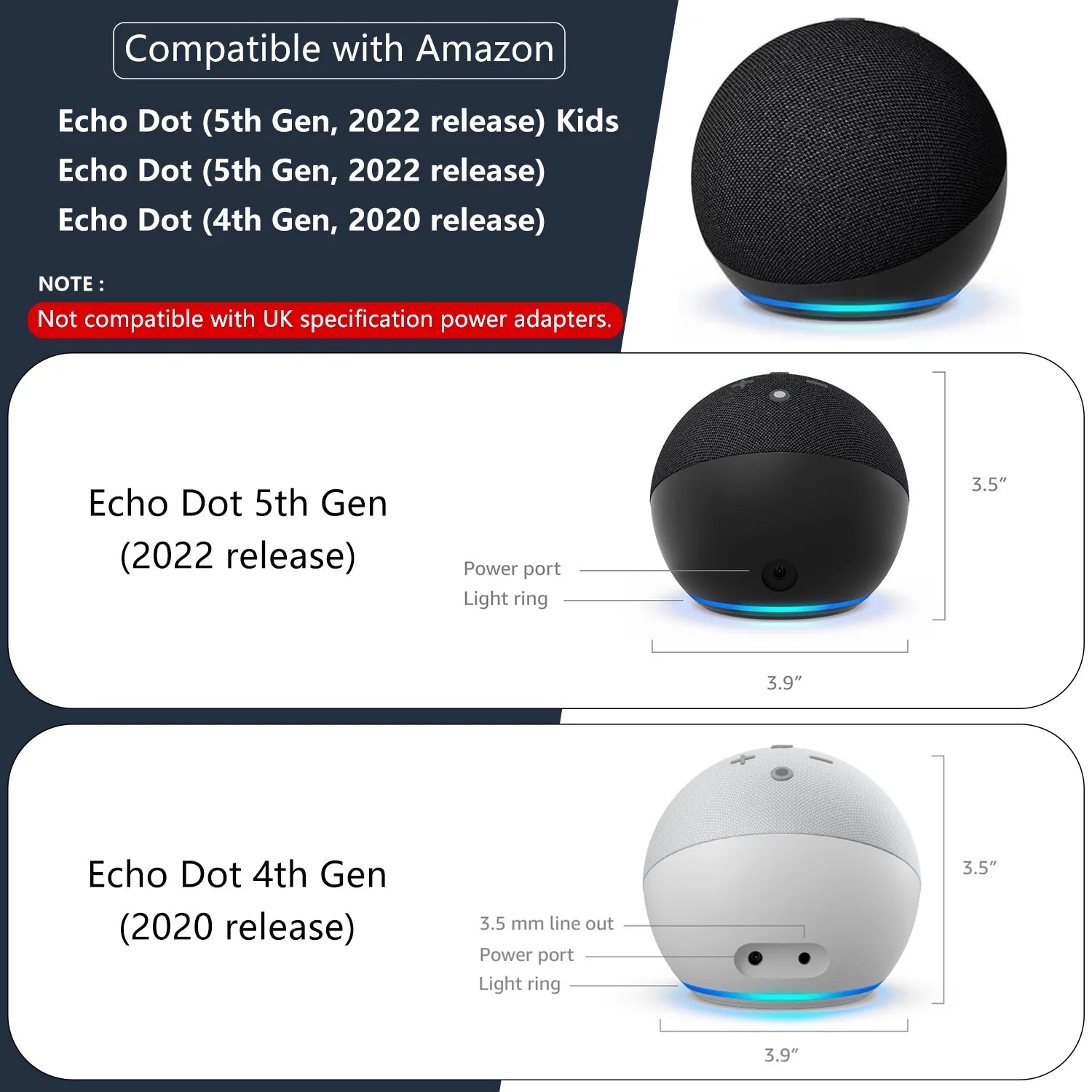 Wall Bracket for Amazon Echo Dot 5Th Gen & Echo Dot 4Th Generation with Cable Storage Save-Space