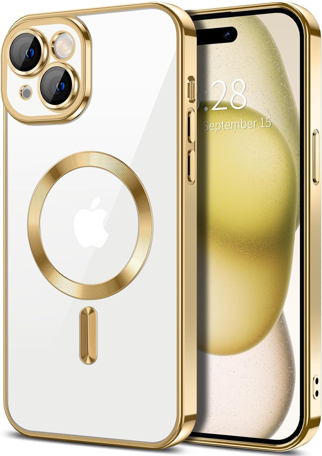 Transparent Phone Case for Apple Iphone 15 Clear Magnetic Case, [Yellow Resistant] Slim Fit Shockproof Transparent Crystal Clear Magnetic Case