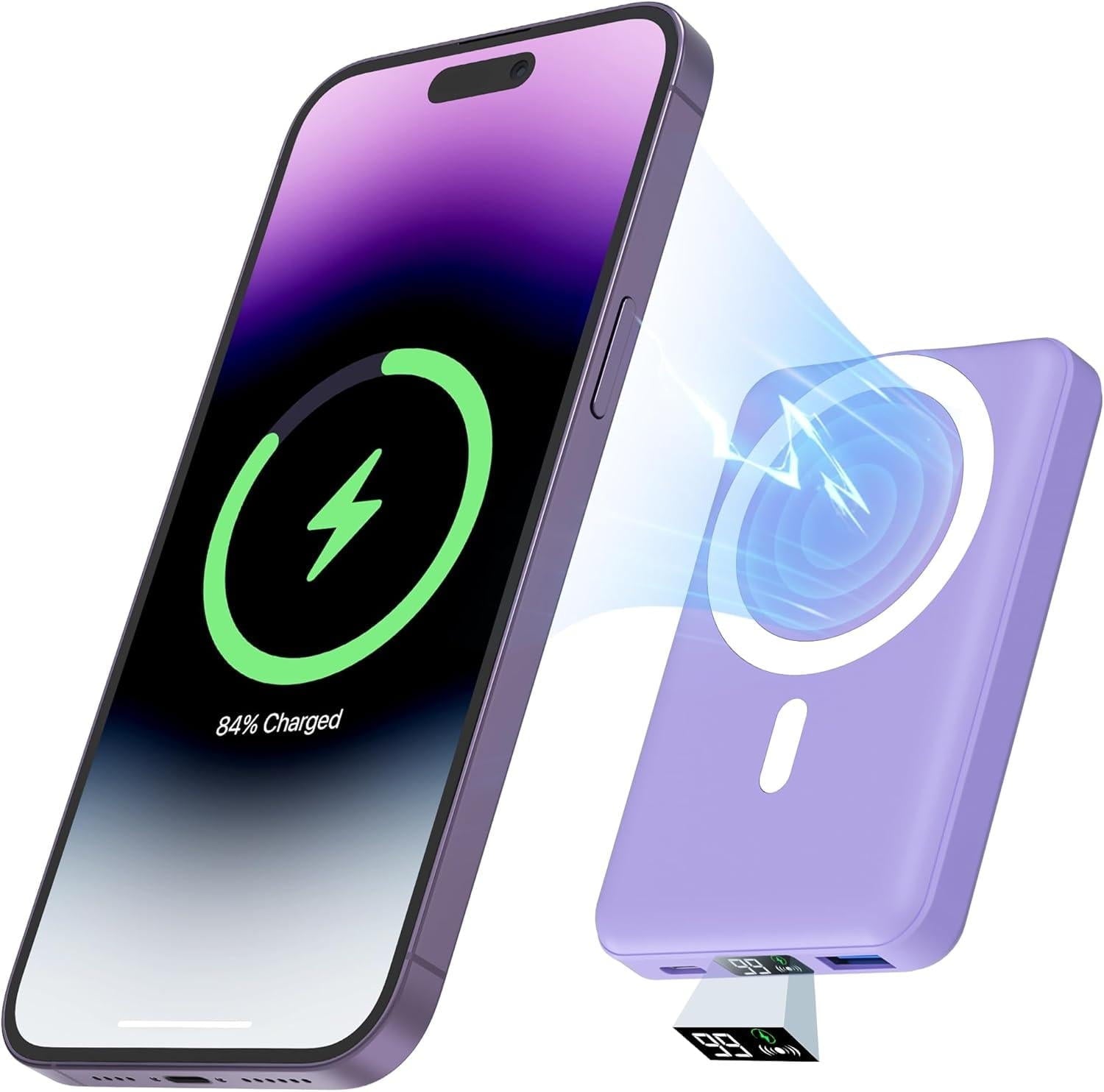 Wireless Portable Charger, 10000Mah Magnetic Power Bank LED Display 22.5W PD Fast Charging Battery Pack for Iphone 16/15/14/13/12/Mini/Pro/Pro Max