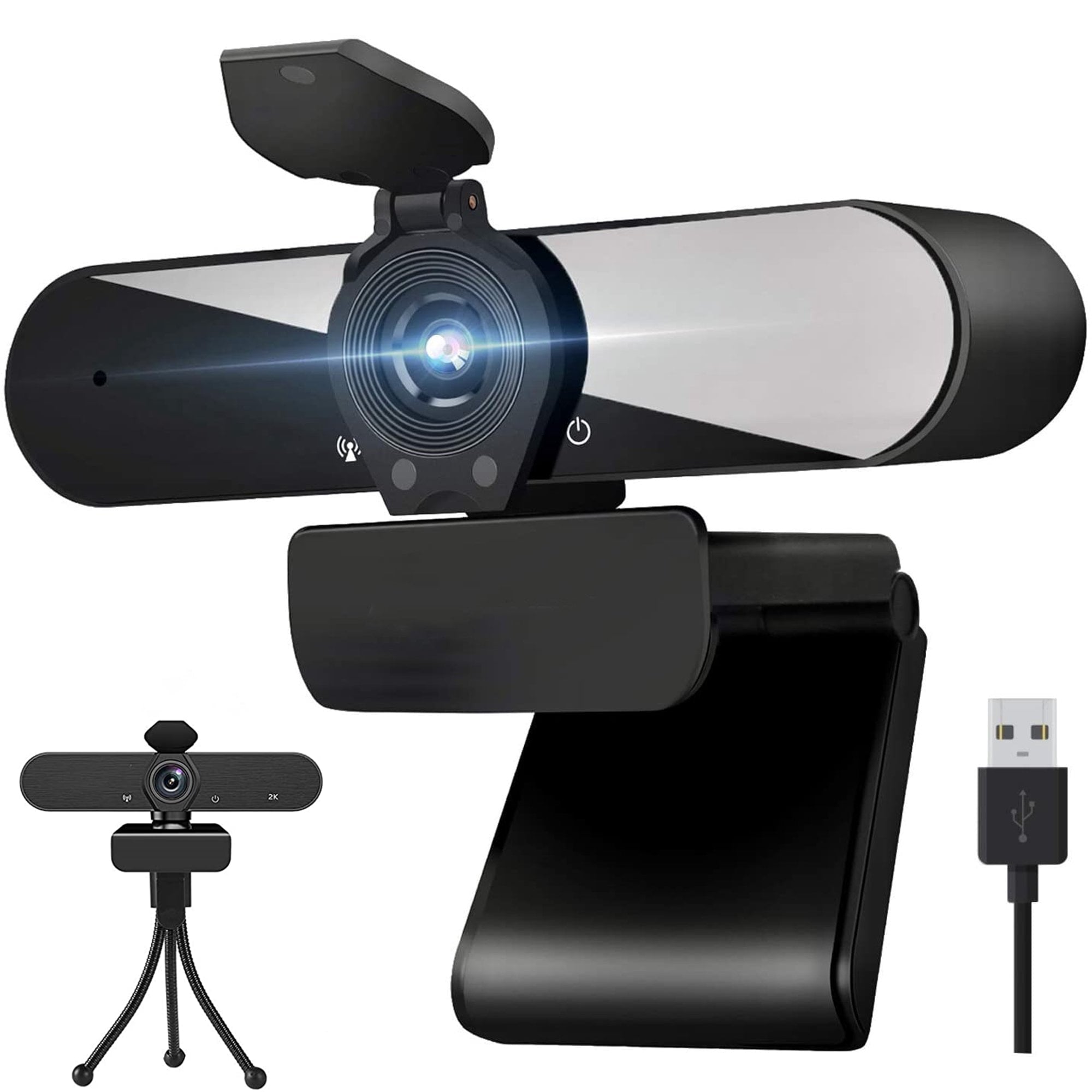 Full HD 1080P Webcam with Privacy Shutter and Tripod, Pro Streaming Web Camera with Microphone