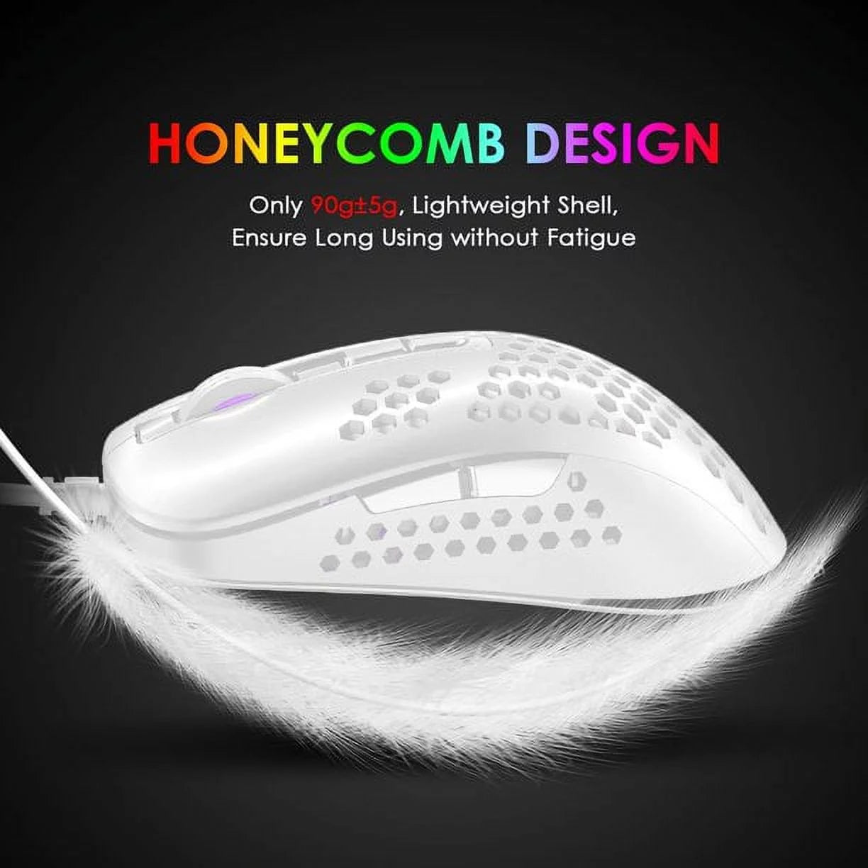 Mini Ultralight Wired Gaming Mouse, RGB Backlit,4 Levels Adjustable, Lightweight Honeycomb Shell Mice for PC Gamers, Xbox, Ps5 & Ps4