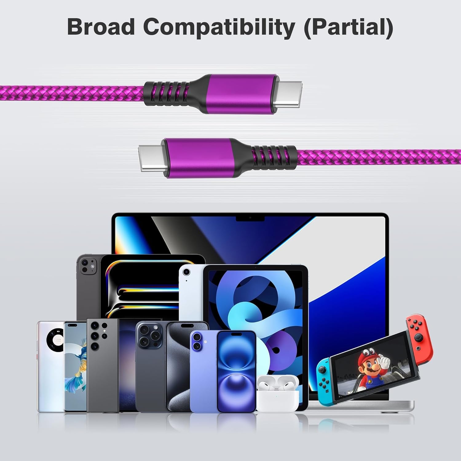 USB C Charging Cable 3.3/6.6/10FT 3Pack, 100W 