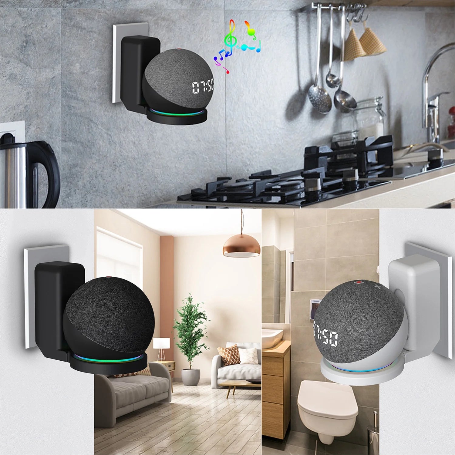 Wall Bracket for Amazon Echo Dot 5Th Gen & Echo Dot 4Th Generation with Cable Storage Save-Space