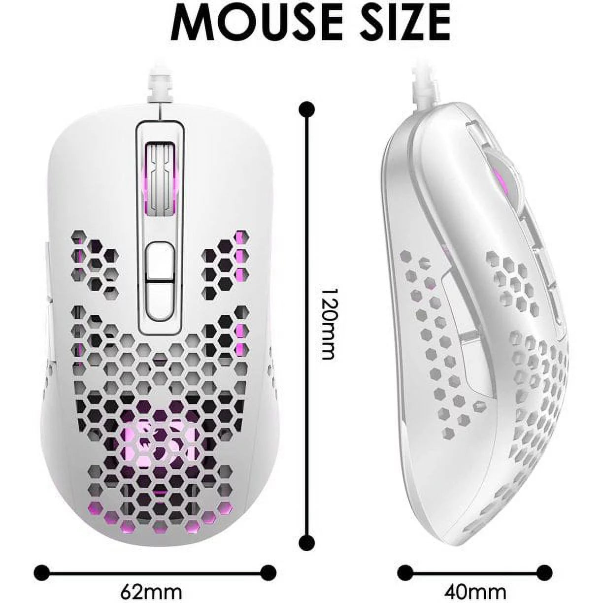Mini Ultralight Wired Gaming Mouse, RGB Backlit,4 Levels Adjustable, Lightweight Honeycomb Shell Mice for PC Gamers, Xbox, Ps5 & Ps4