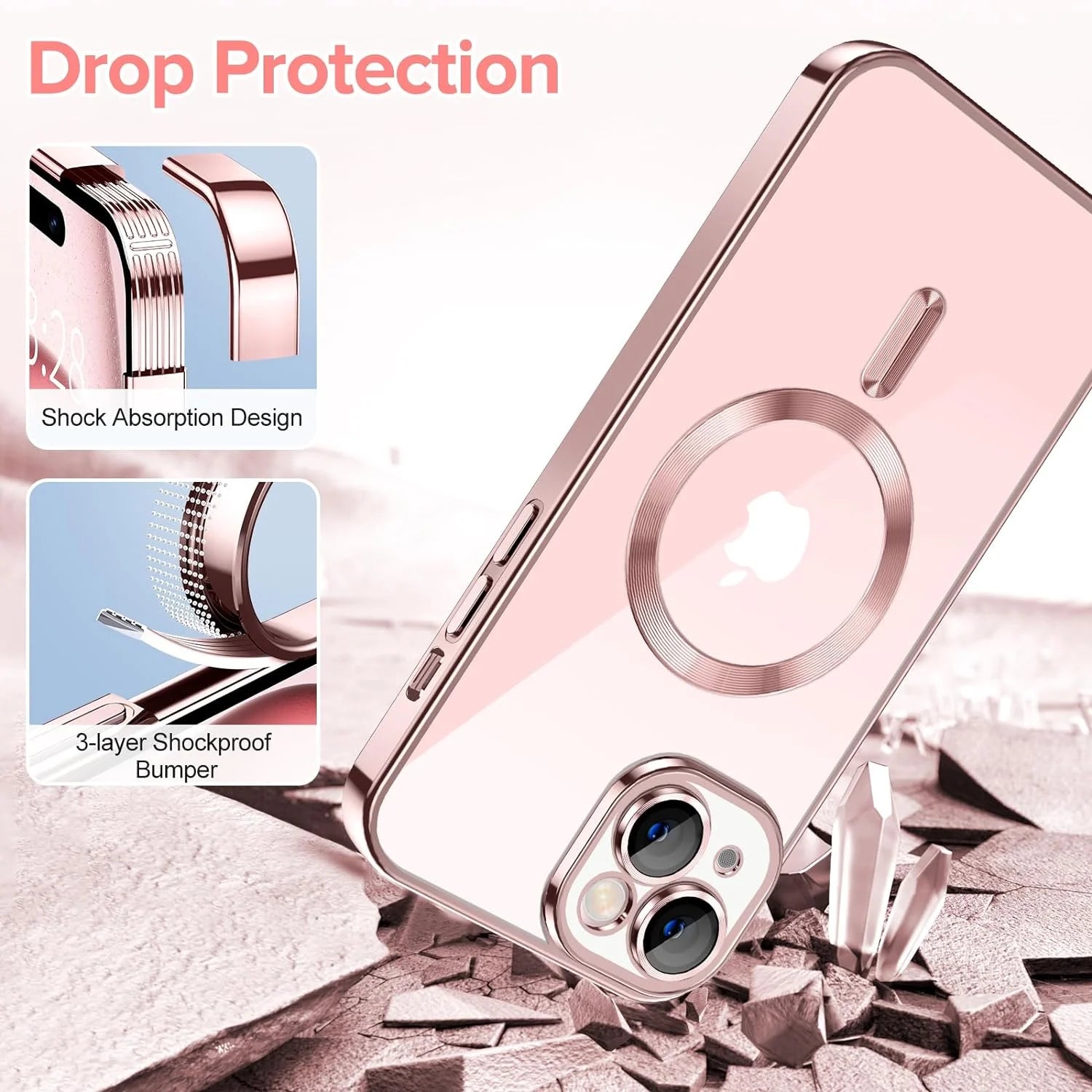 Transparent Phone Case for Apple Iphone 15 Clear Magnetic Case, [Yellow Resistant] Slim Fit Shockproof Transparent Crystal Clear Magnetic Case