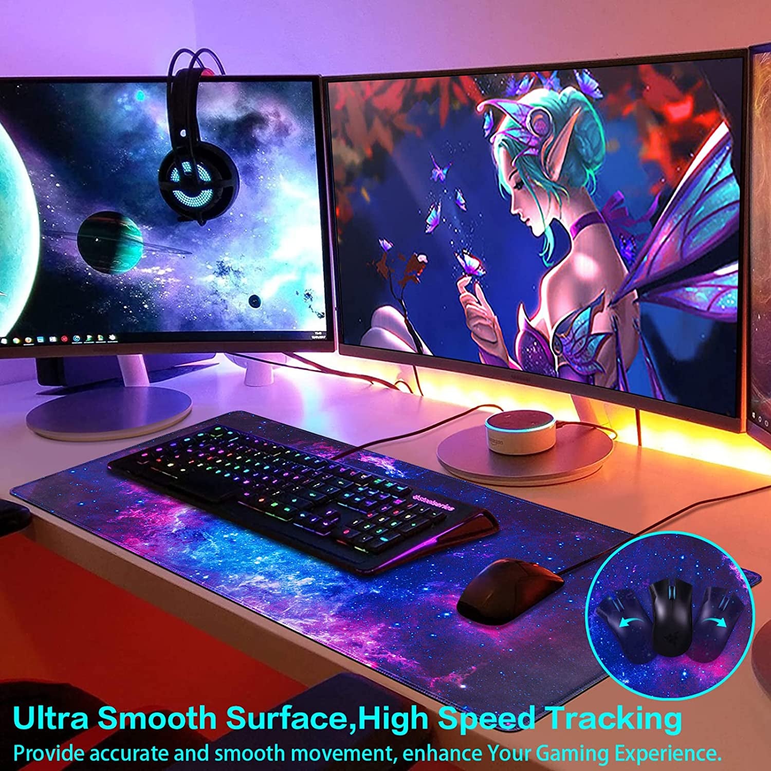 Gaming Mouse Pad, 31.5X15.7Inch with Non-Slip & Rubber Base