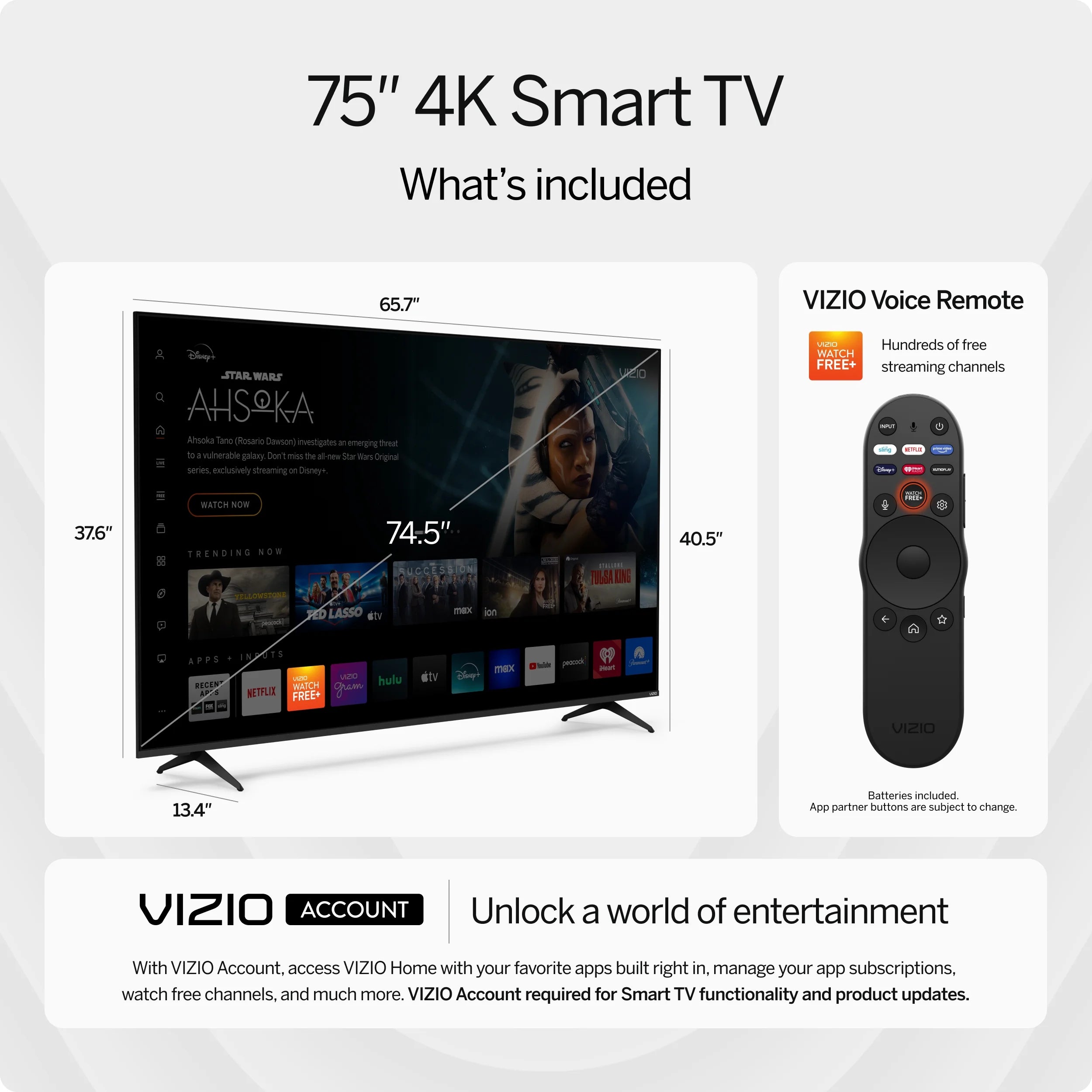 75” VIZIO Class 4K UHD LED HDR Smart TV (V4K75M-08)