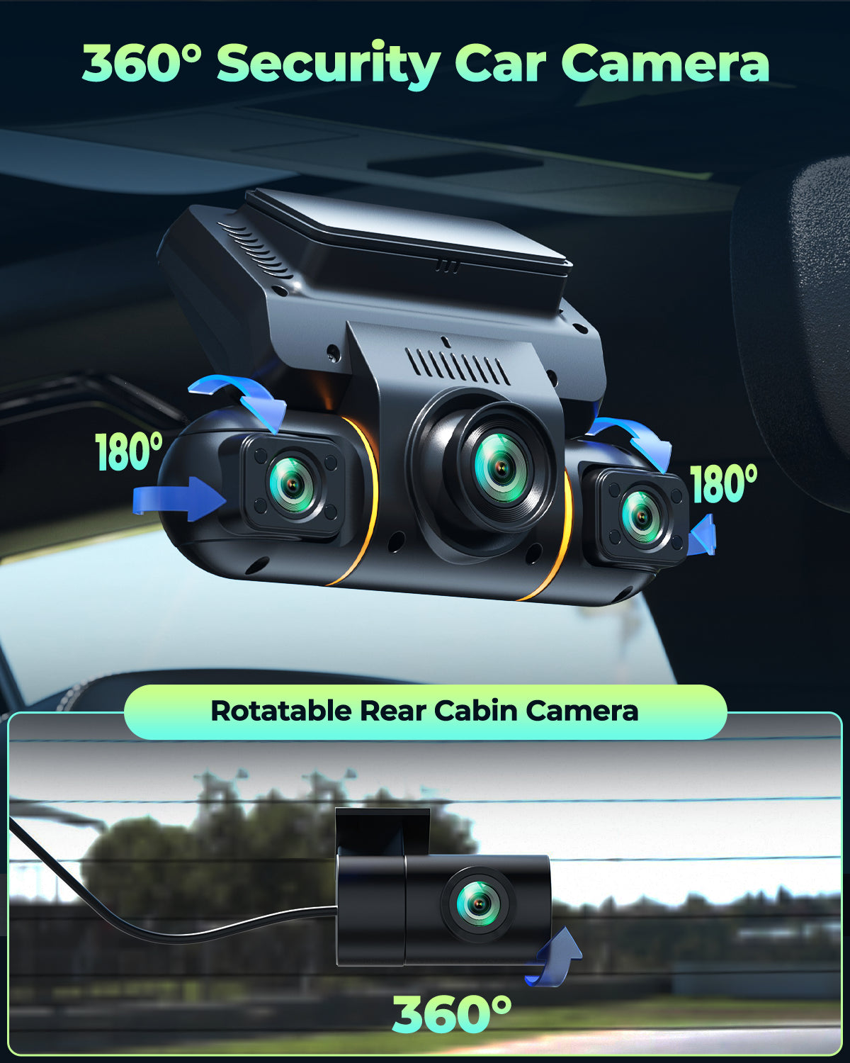 4 Channel Dash Cam Front and Rear, for 24Hr Security Parking Monitor, 1080P FHD 360 Degree View Dash Camera, IR Night Vision Dashcam, G-Sensor, Comes with 1, 128GB Card