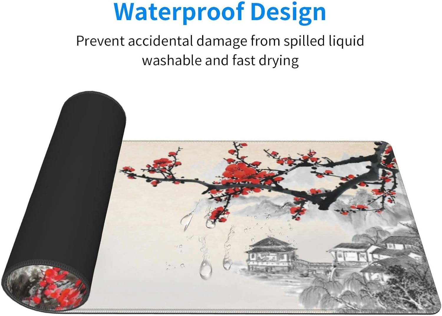 Japanese Cherry Blossom Gaming Mouse Pad, Extended Large Mouse Pad; 31.5 X 11.8 Inch