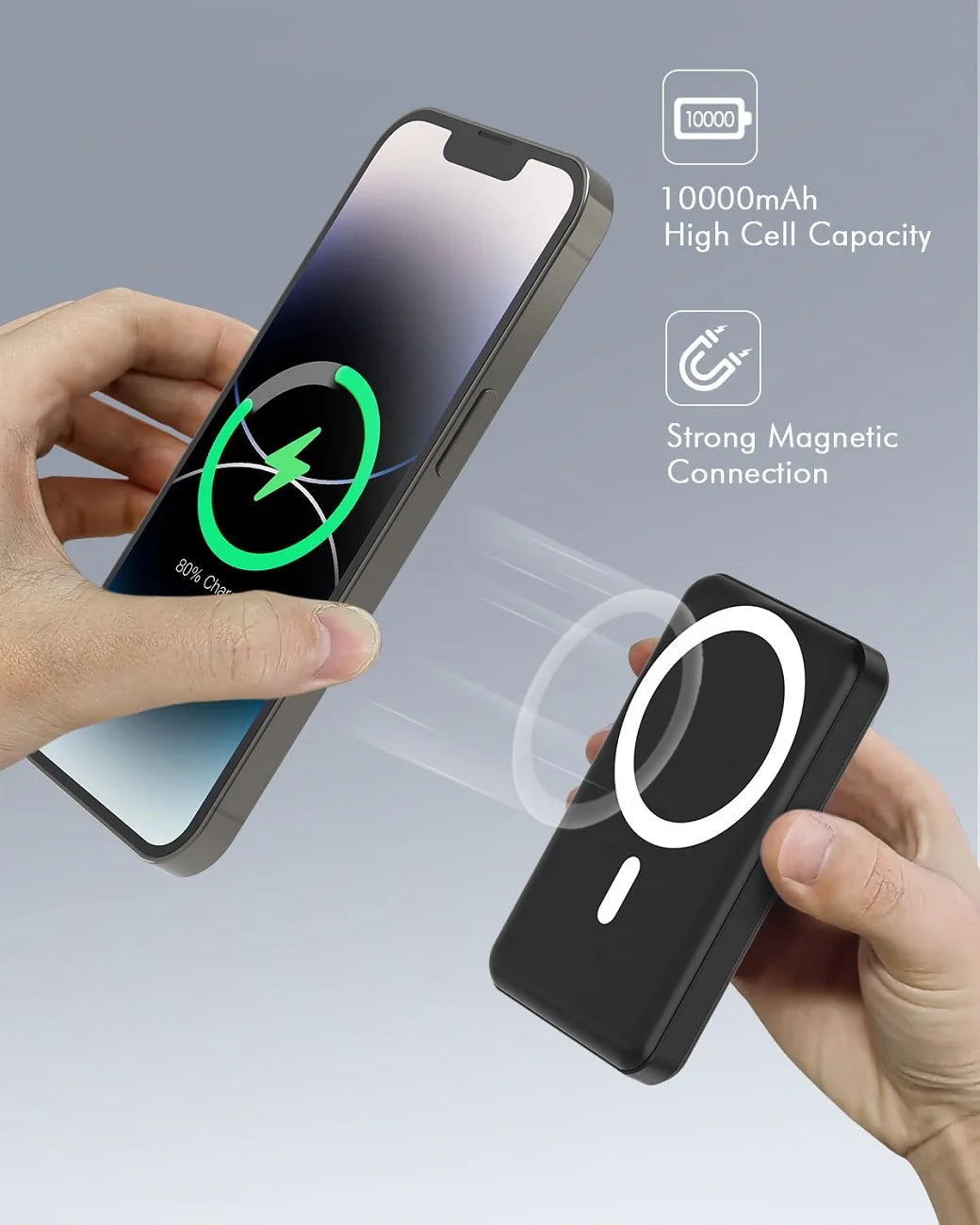 Wireless Portable Charger, 10000Mah Magnetic Power Bank LED Display 22.5W PD Fast Charging Battery Pack for Iphone 16/15/14/13/12/Mini/Pro/Pro Max