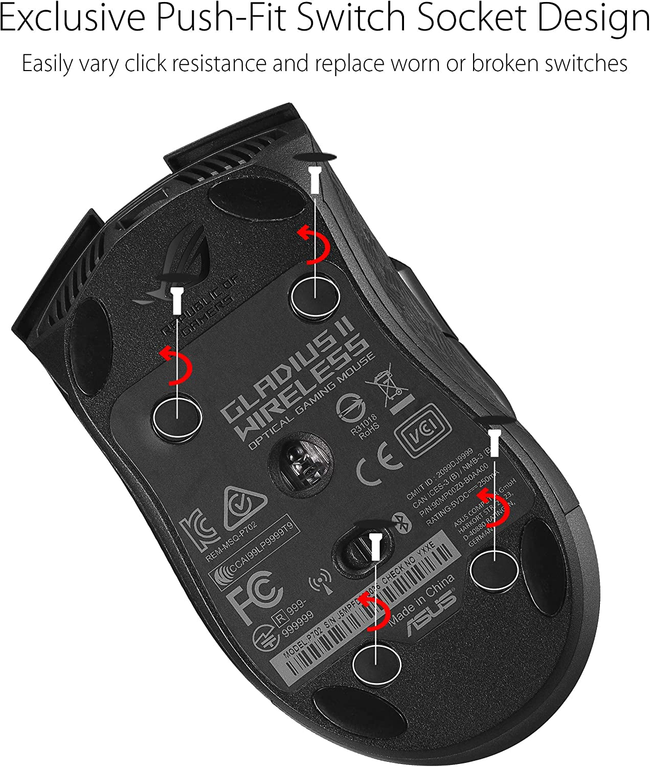 Optical Gaming Mouse for PC - ROG Gladius II | Right-Hand Grip | 12000 DPI Optical Sensor, 400 IPS, Omron Switches | 6 Programmable Buttons | Aura Sync RGB Lighting