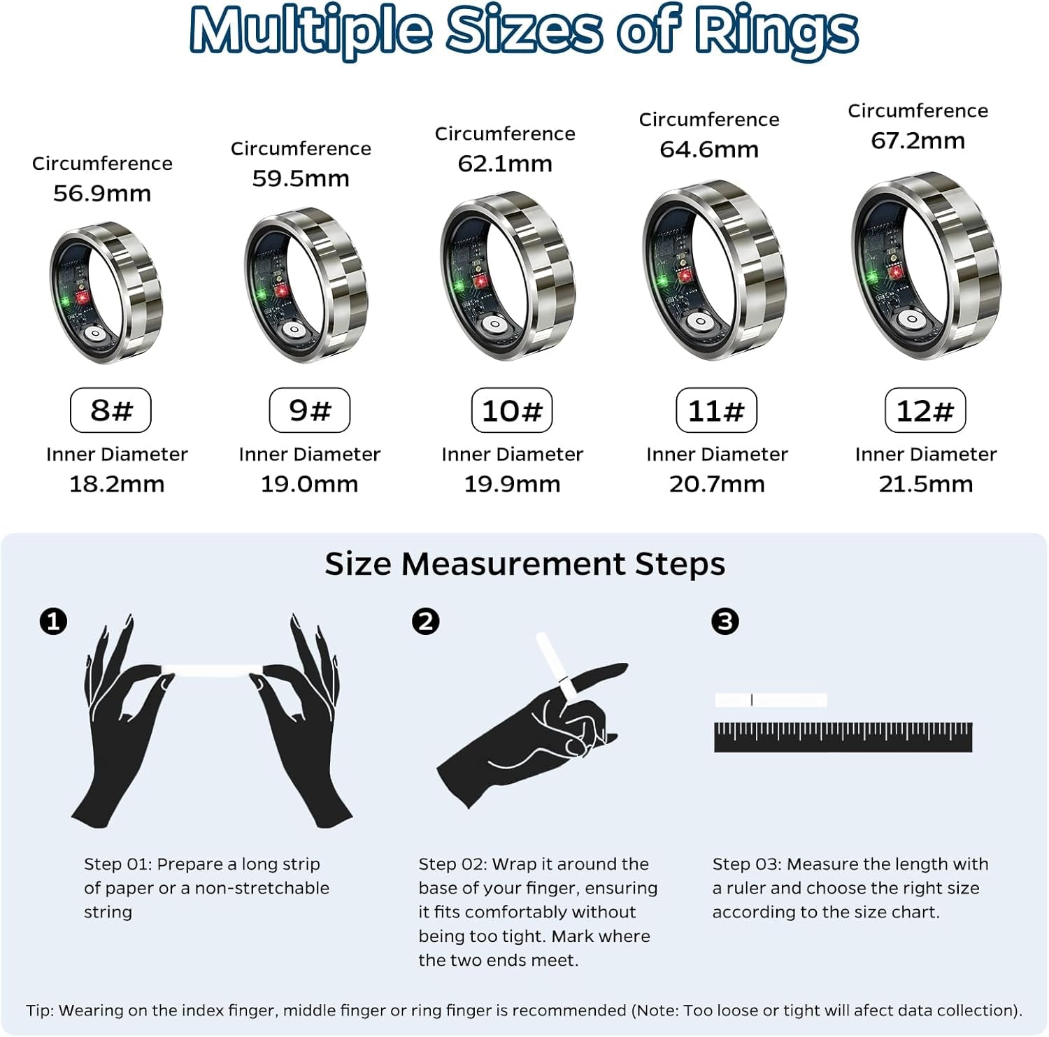 Smart Ring – Health & Sleep Tracker, Heart Rate, Activity Monitor, Air Gestures, Waterproof, 7-Day Battery, iOS/Android
