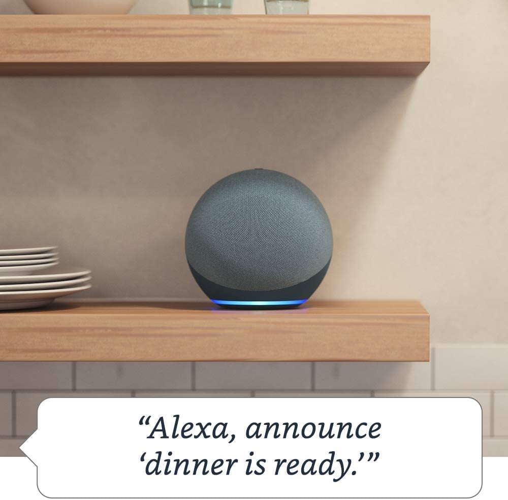 Echo (Newest Model), Alexa Speaker with Premium Sound, Ideal for Large Bedrooms, Living Rooms and Kitchens